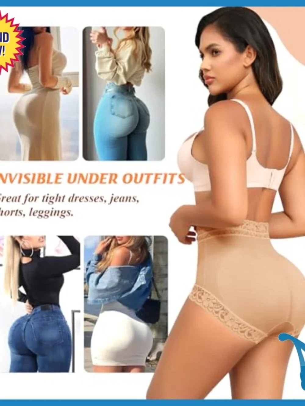 Butt Lifting Shapewear Panty with Removable Pads Tummy Control Large
